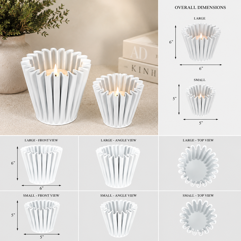 Curved Iron Votive Holders - White (Set of 2)