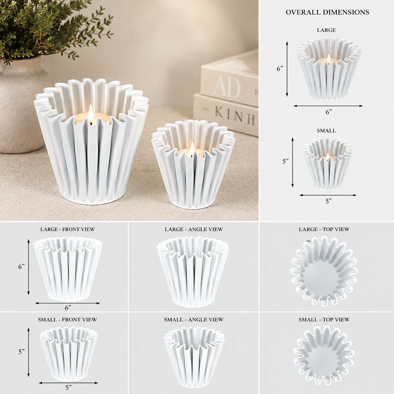 Curved Iron Votive Holders - White (Set of 2)