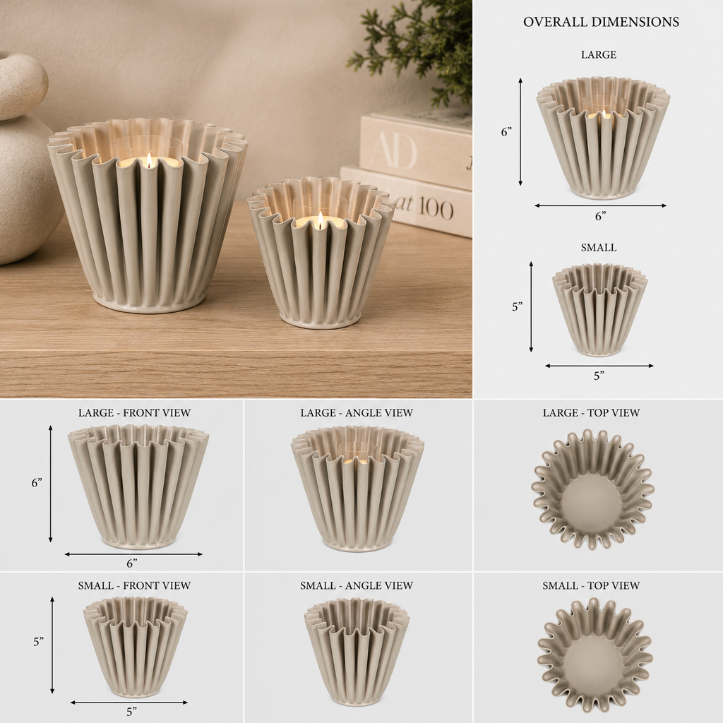 Curved Iron Votive Holders - Tan (Set of 2)