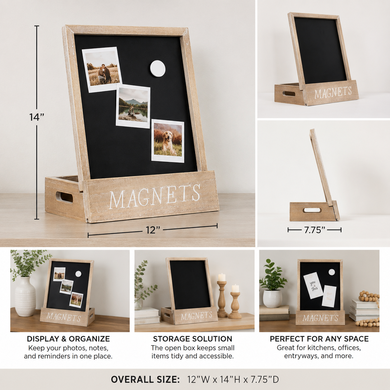 Magnet Display Shelf & Storage Case - Natural and White