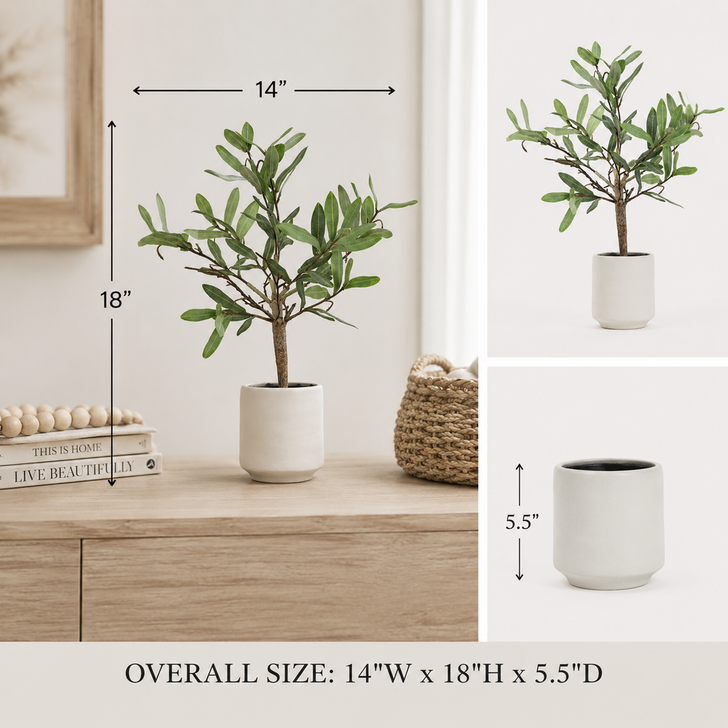 Eighteen-inch faux olive tree in a decorative pot