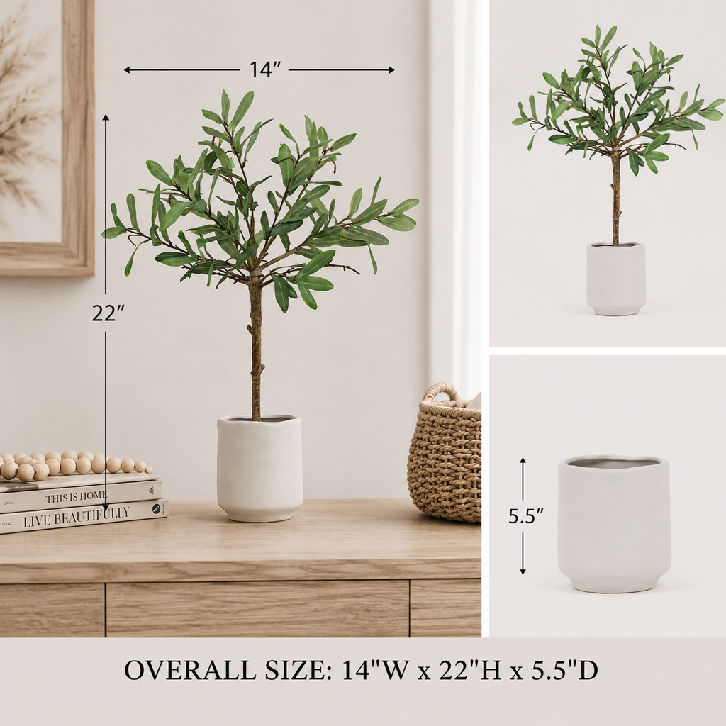 Twenty-two-inch faux olive tree in a decorative pot