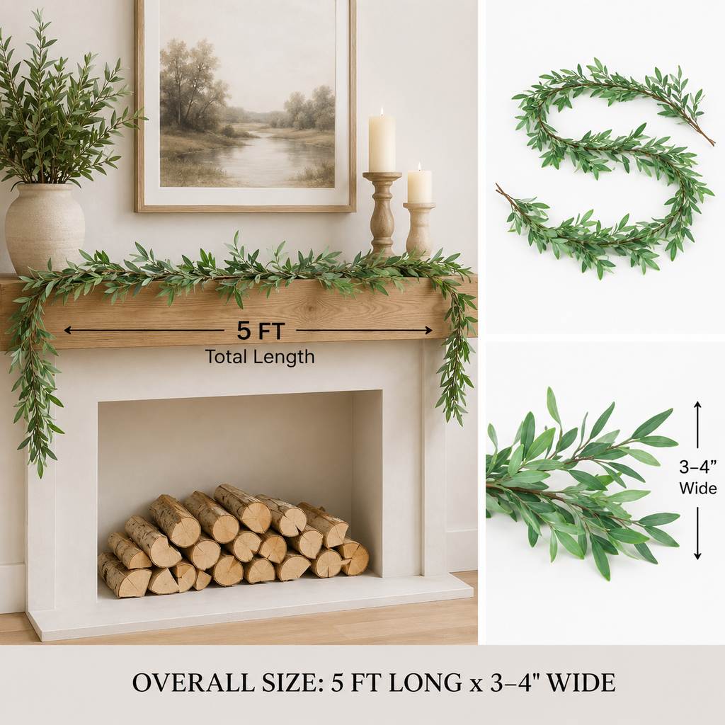 5 ft Faux Olive Garland - Green, alternate product view