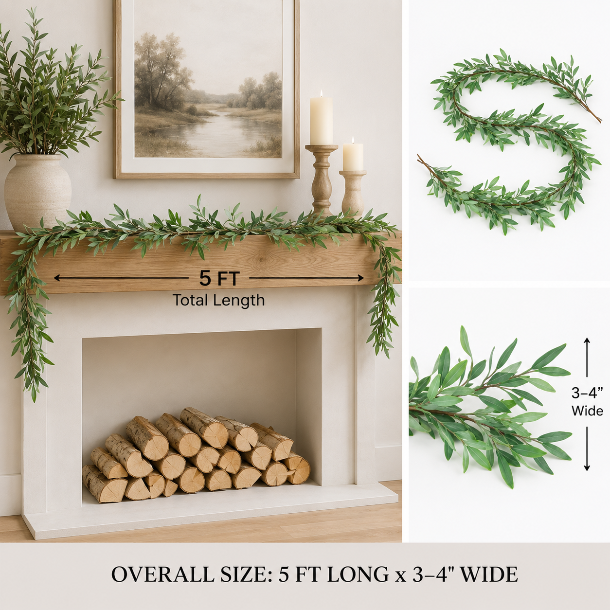 5 ft Faux Olive Garland - Green, alternate product view