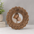 8" Round Scalloped Photo Frame - Espresso