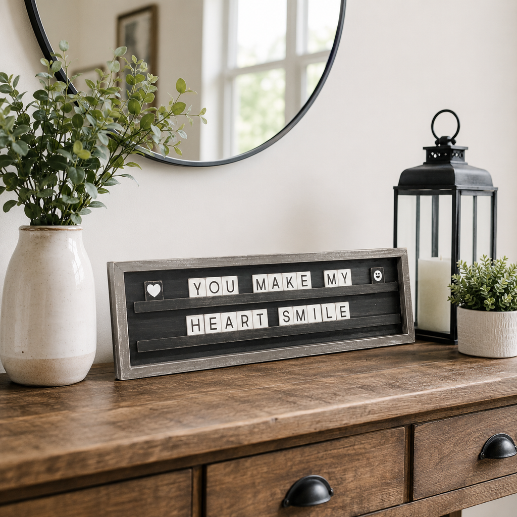 30" x 8" Wood Framed Letterboard Sign - Black