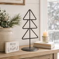 10" Metal Christmas Tree on Stand - Triangle | Black