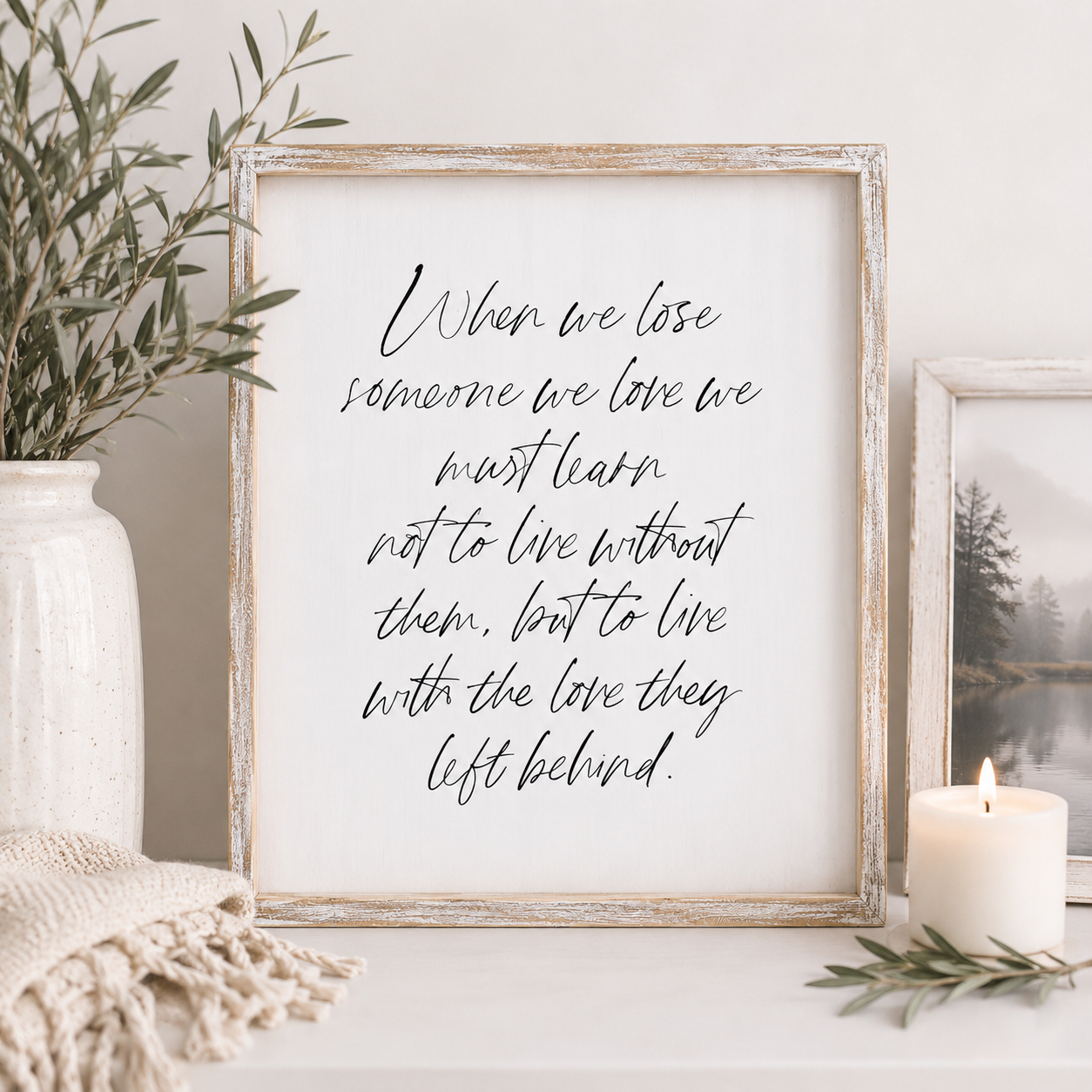 12" x 14" Wood Frame Sign - Learn | White and Black