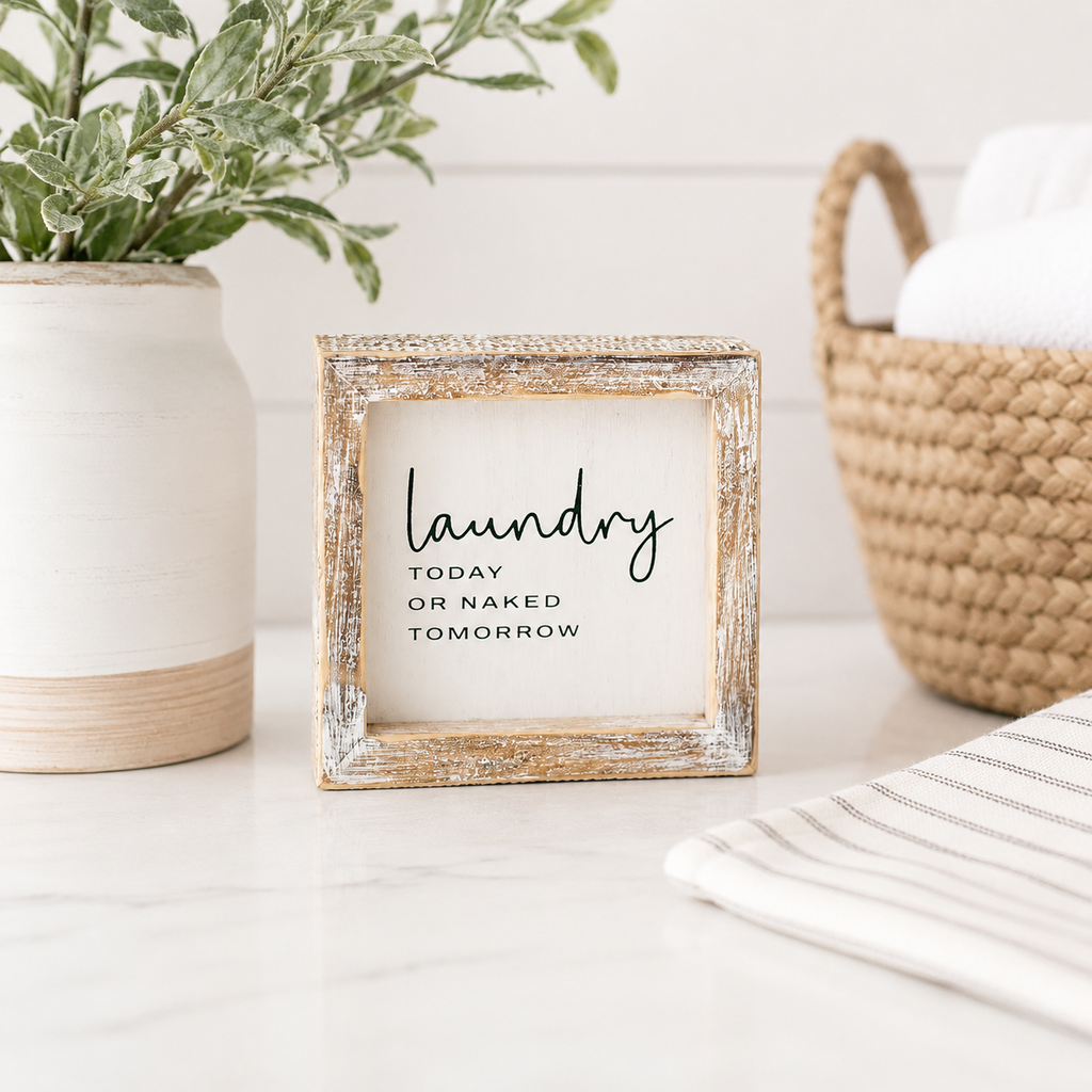 5" Wood Frame Sign - Laundry | White and Black