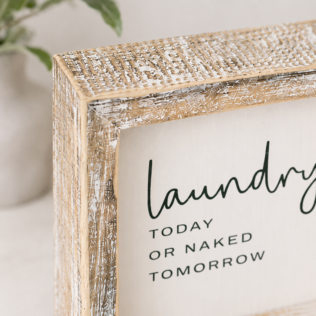 5" Wood Frame Sign - Laundry | White and Black