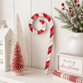 8" Wood Candy Cane - Spiral Curl | Red and White