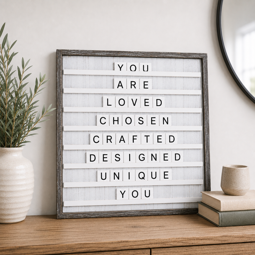 24" x 24" Wood Framed Letterboard - White