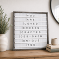 24" x 24" Wood Framed Letterboard - White