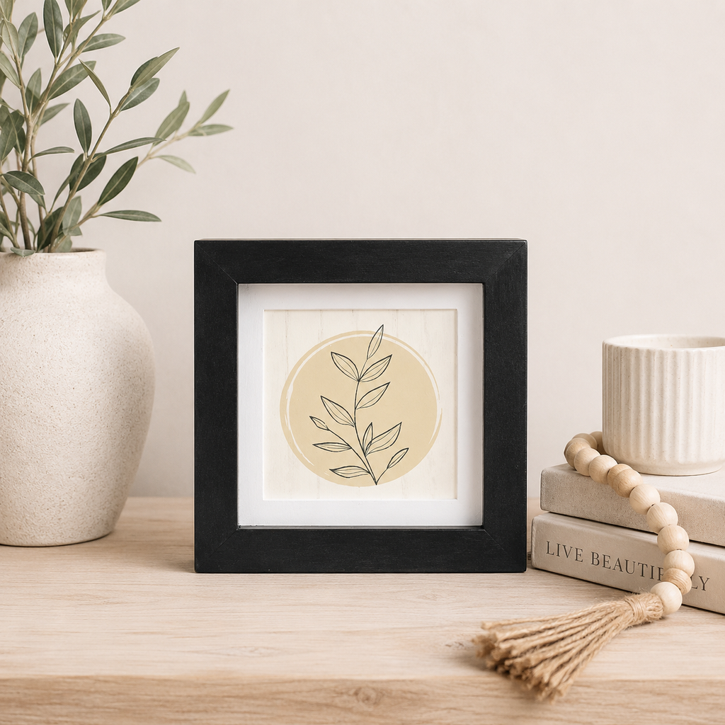 5" Reversible Wood Frame Sign - 25th December/Plant