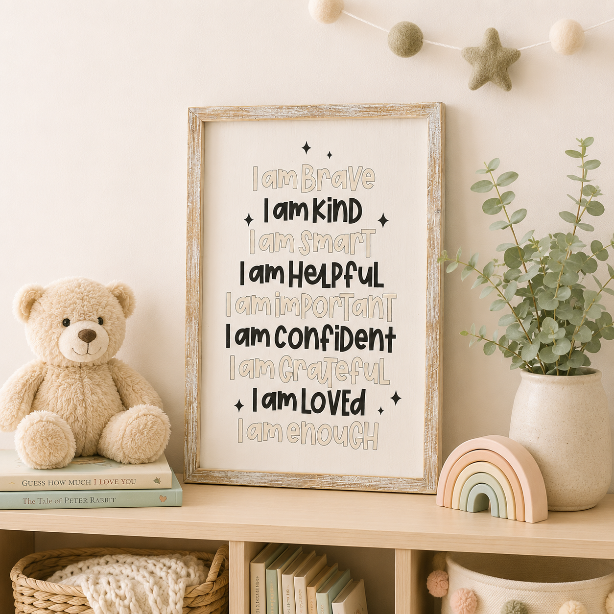 13" x 19" Reversible Wood Frame Sign - Brave/Stars