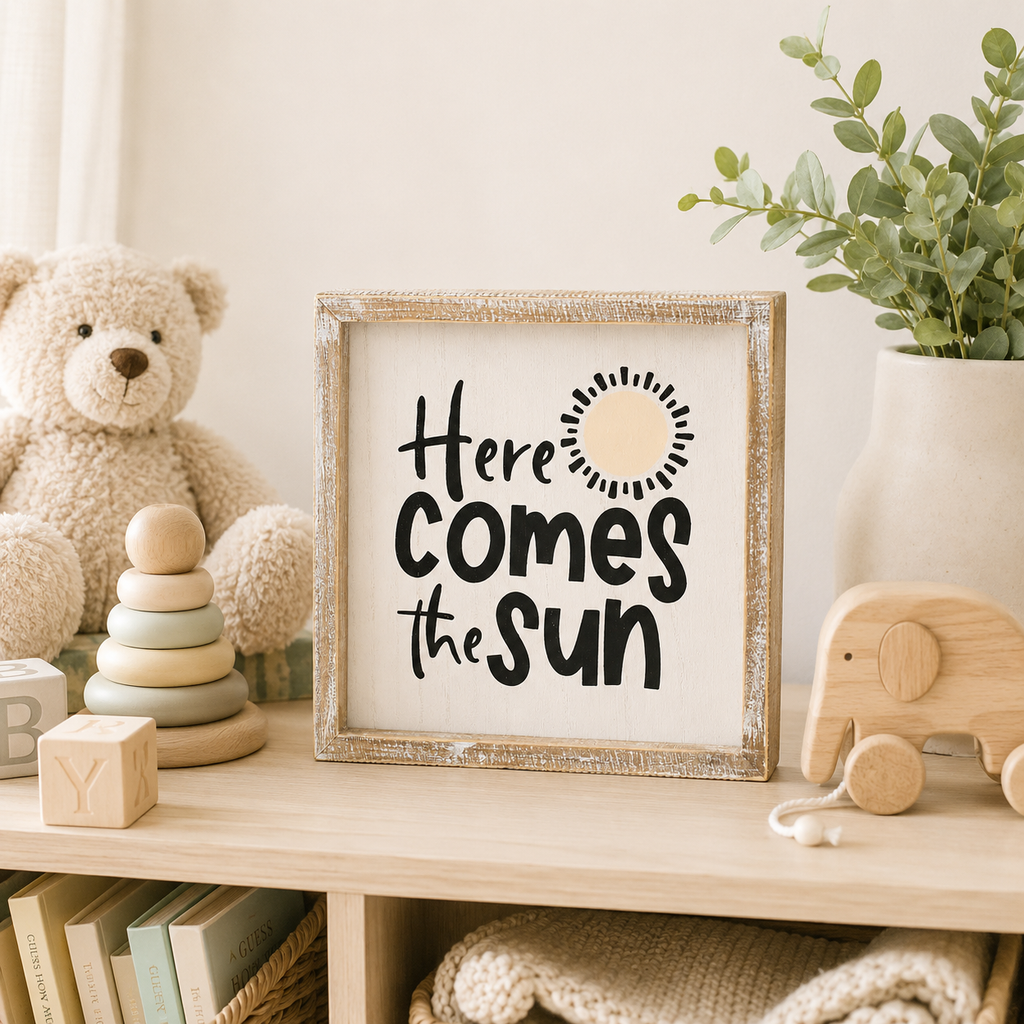10" Reversible Wood Frame Sign - Sunshine/Sun