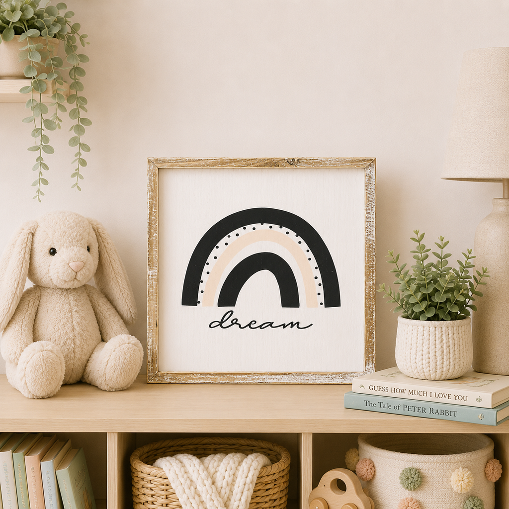 13" Reversible Wood Frame Sign - Dream | Animal Crackers Collection