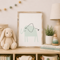 15" x 20" Reversible Wood Frame Sign - Elephant | White, Black and Blue