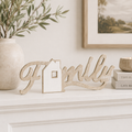 11" Wood Cutout - Family | Natural and White
