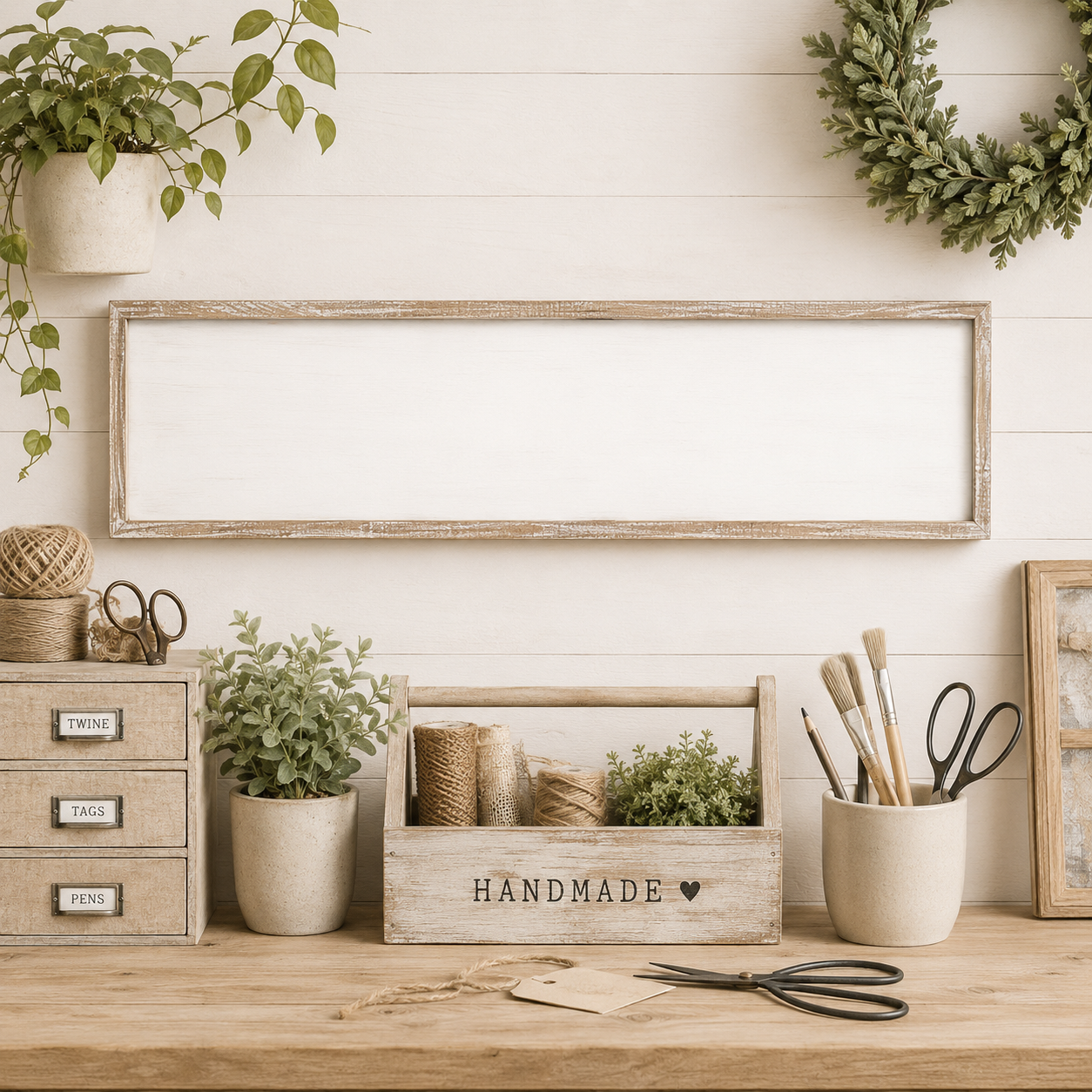 30" x 8" Wood Framed Sign with White Insert - DIY Collection