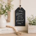10" Wood Hanging Chalkboard Tile with Bead - Black
