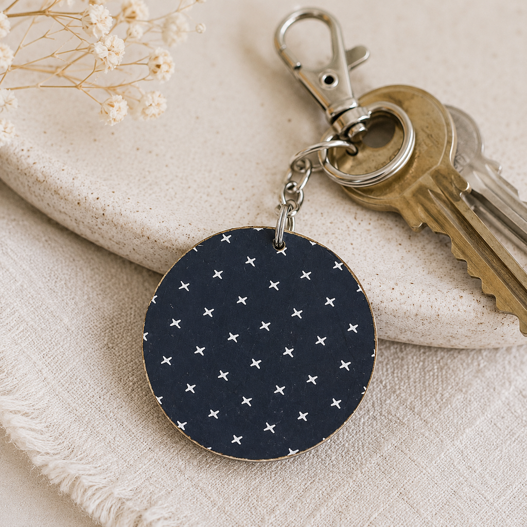 2" Reversible Wood Keychain - World's Best Mom | White and Gray