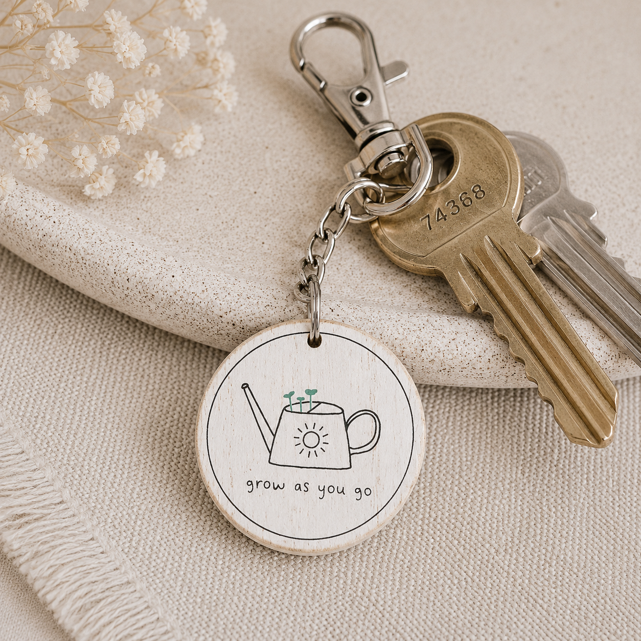 2" Reversible Wood Keychain - You Are Enough/Grow As You Go