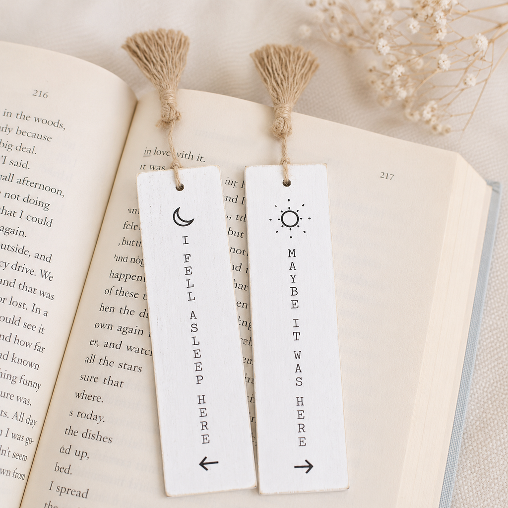8" Reversible Wood Bookmark Set with Tassels - (Set of 2)