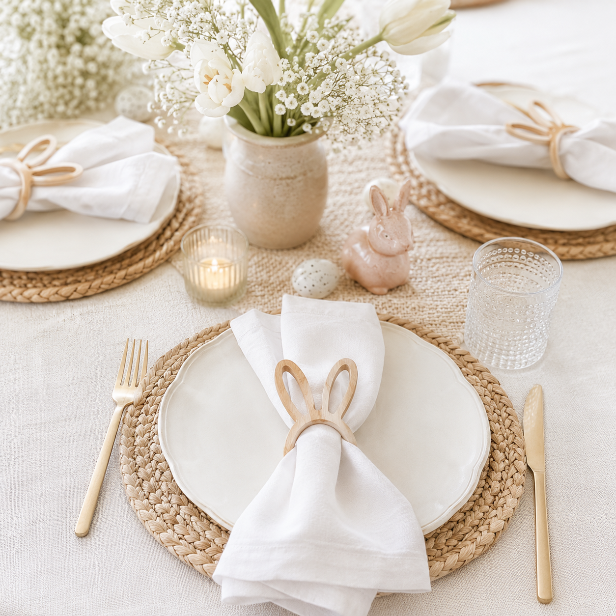 5" Wood Napkin Rings - Bunny (Set of 6) | Bunnies and Blooms Collection