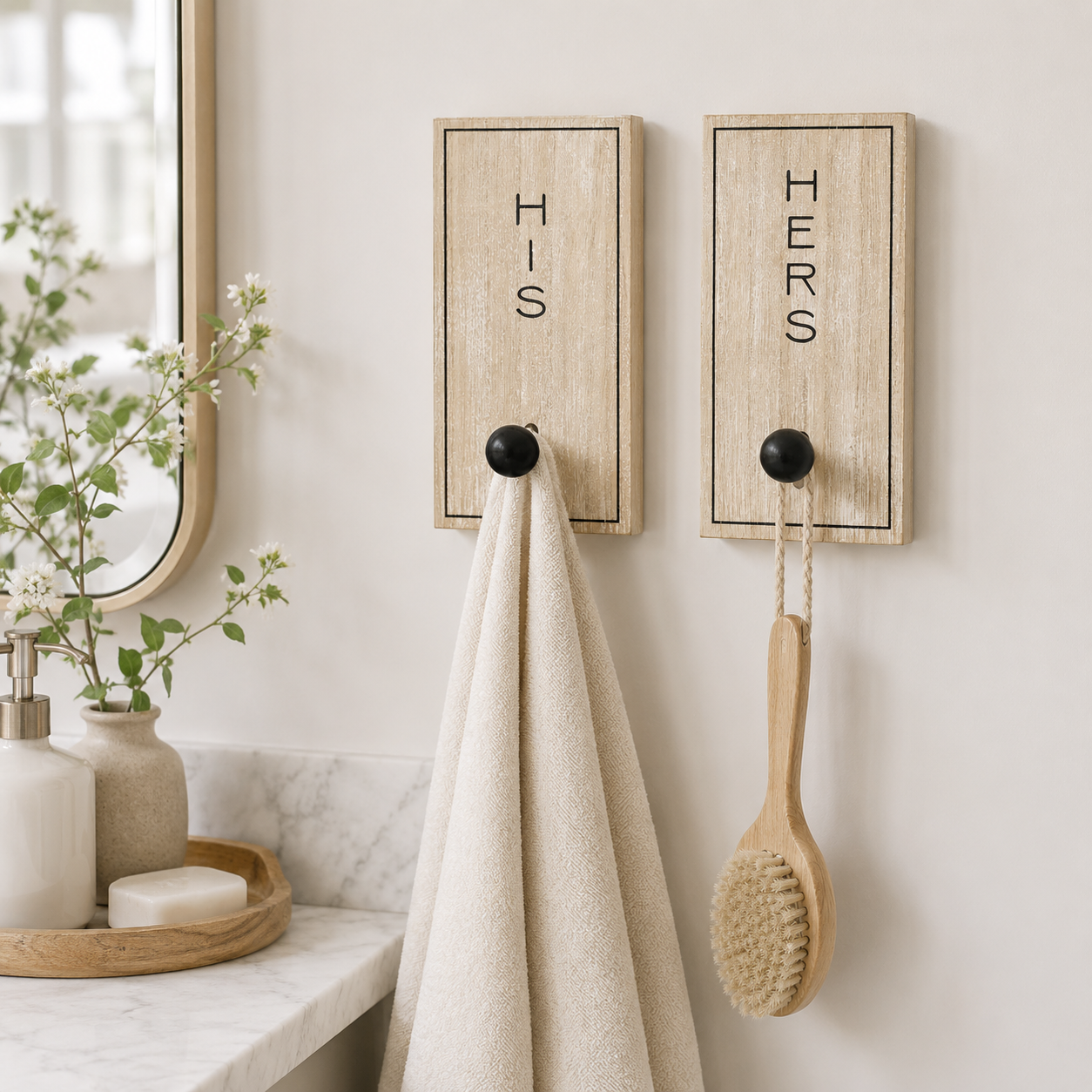8" Wood Hook Board (Set of 2) - His and Hers | You and Me Collection