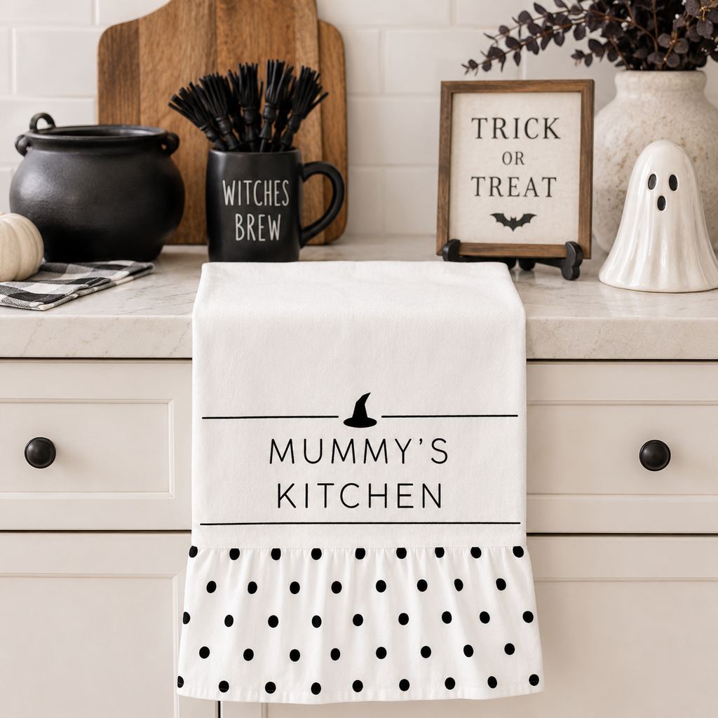 15" x 24" Dish Towel - Mummy's Kitchen | White and Black