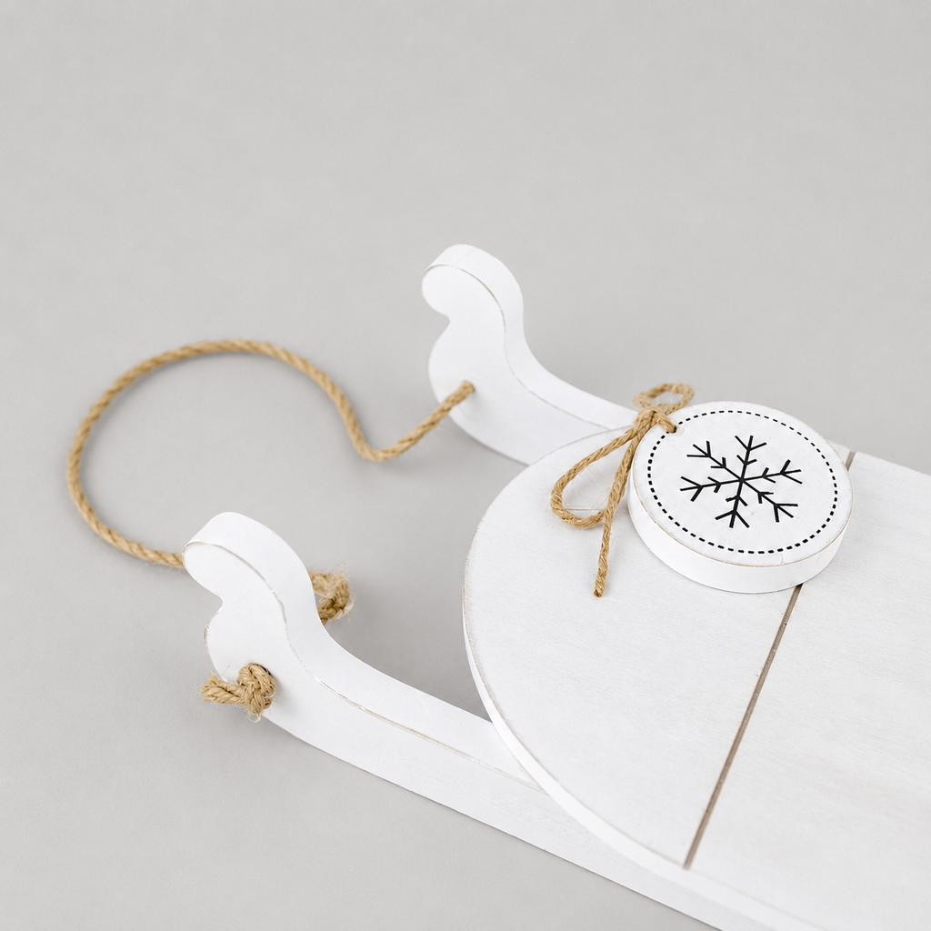 24" Wood Cutout - Sled | White and Black