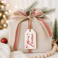 5" Reversible Wood Tag - Merry and Candy | Red and White