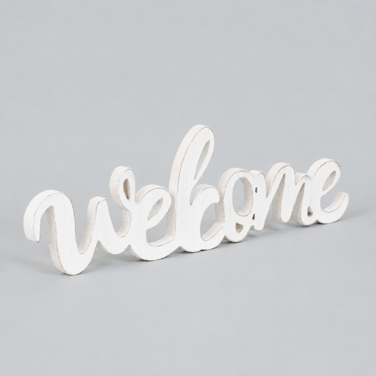 20" Wood Cutout - Welcome | White