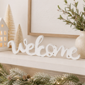 20" Wood Cutout - Welcome | White
