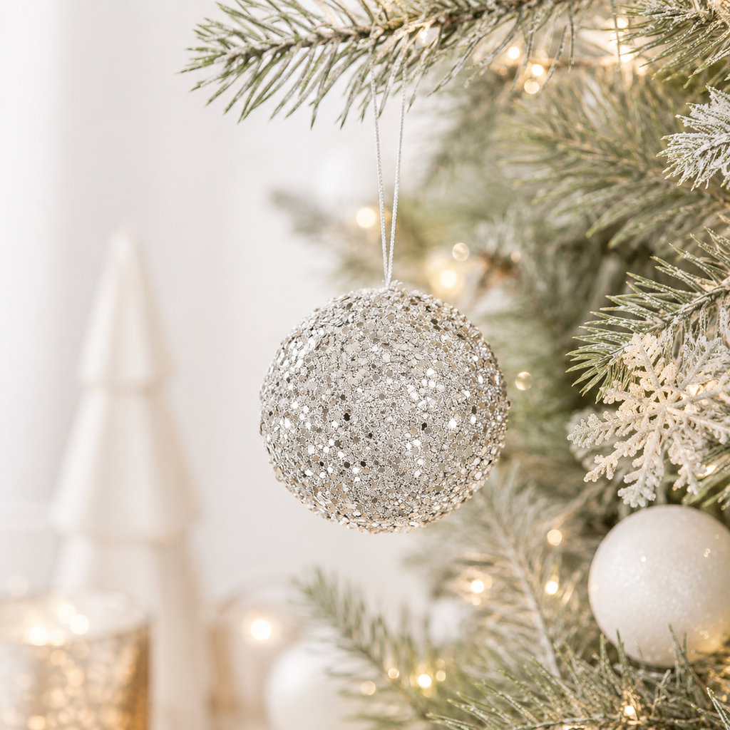 3" Jewel Ball Ornament - Silver