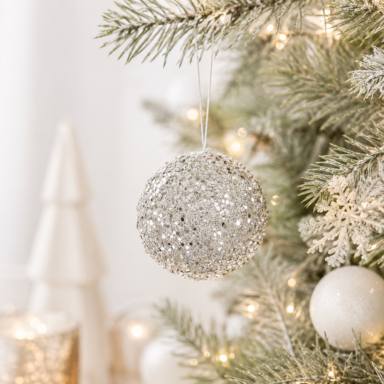 3" Jewel Ball Ornament - Silver