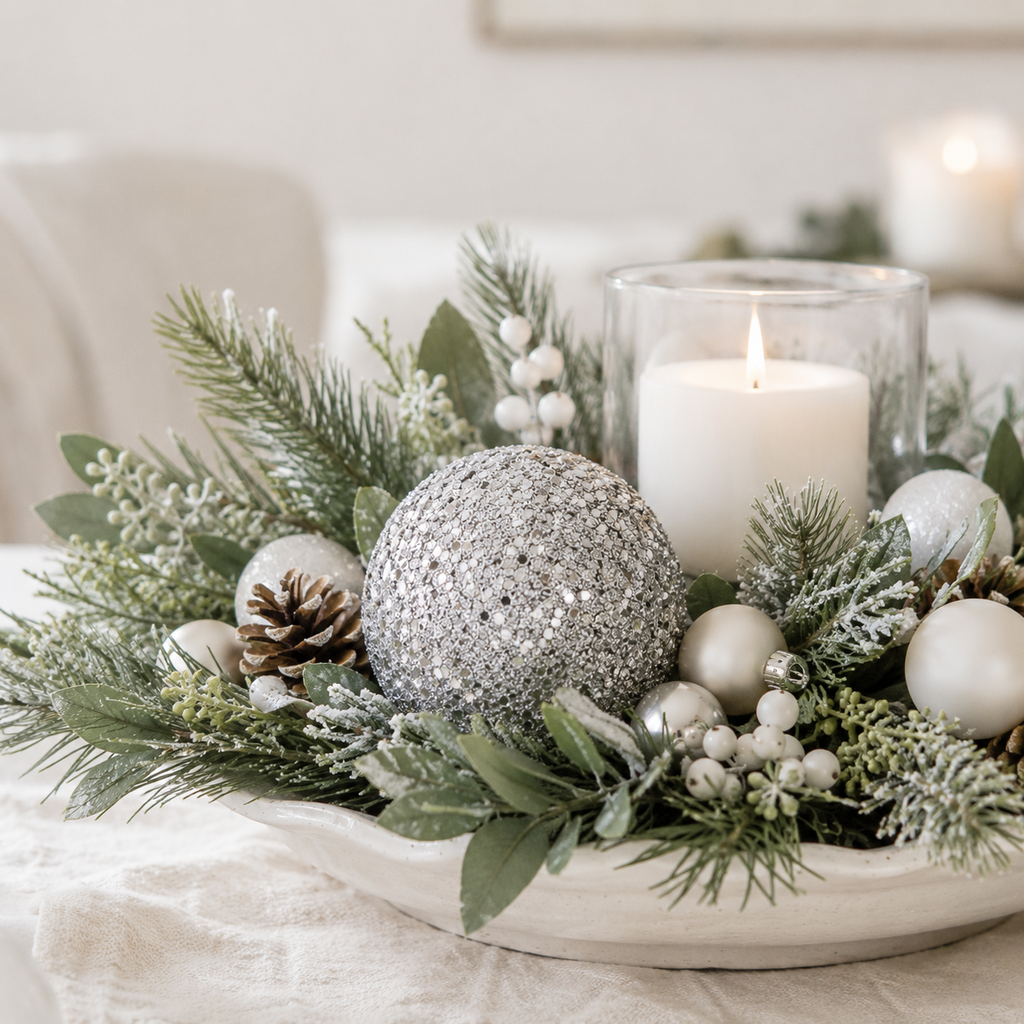 3" Jewel Ball Ornament - Silver