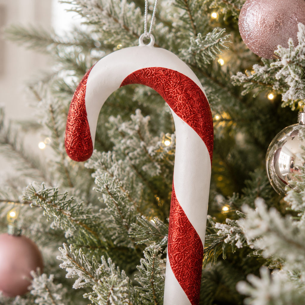 24" Candy Cane Ornament - White and Red
