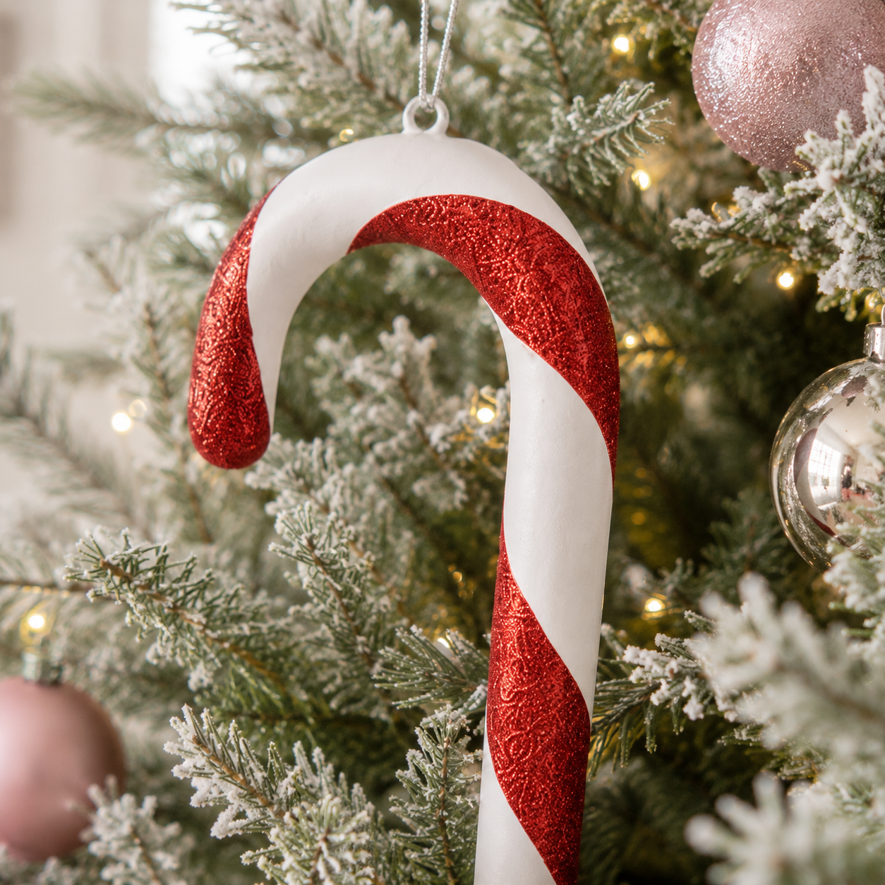 24" Candy Cane Ornament - White and Red