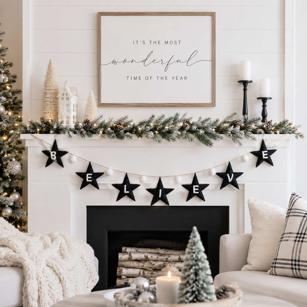 84" Felt Garland - Stars and Believe