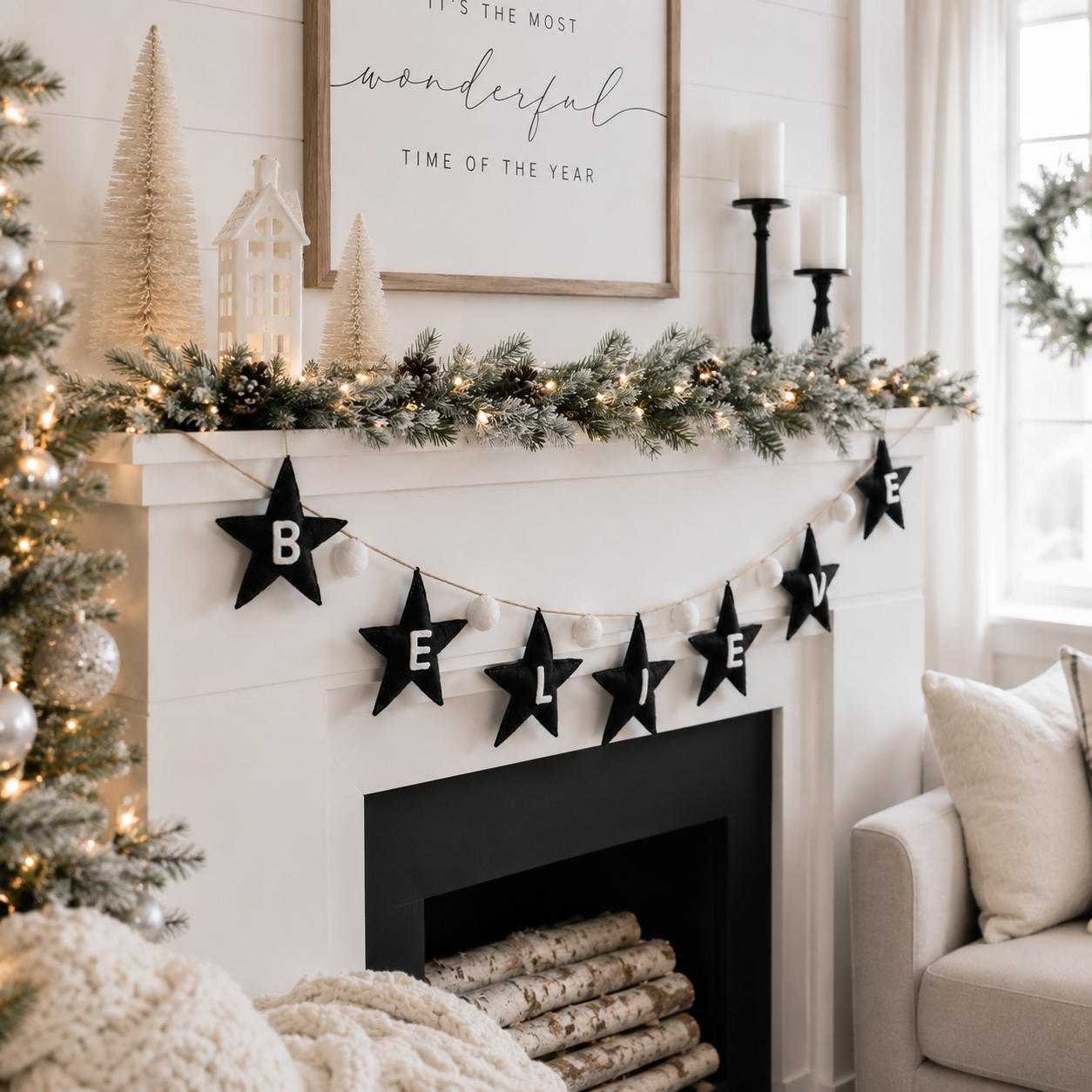 84" Felt Garland - Stars and Believe