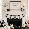 35" Reversible Wood Swag with Beads - Boo and Joy | White and Black