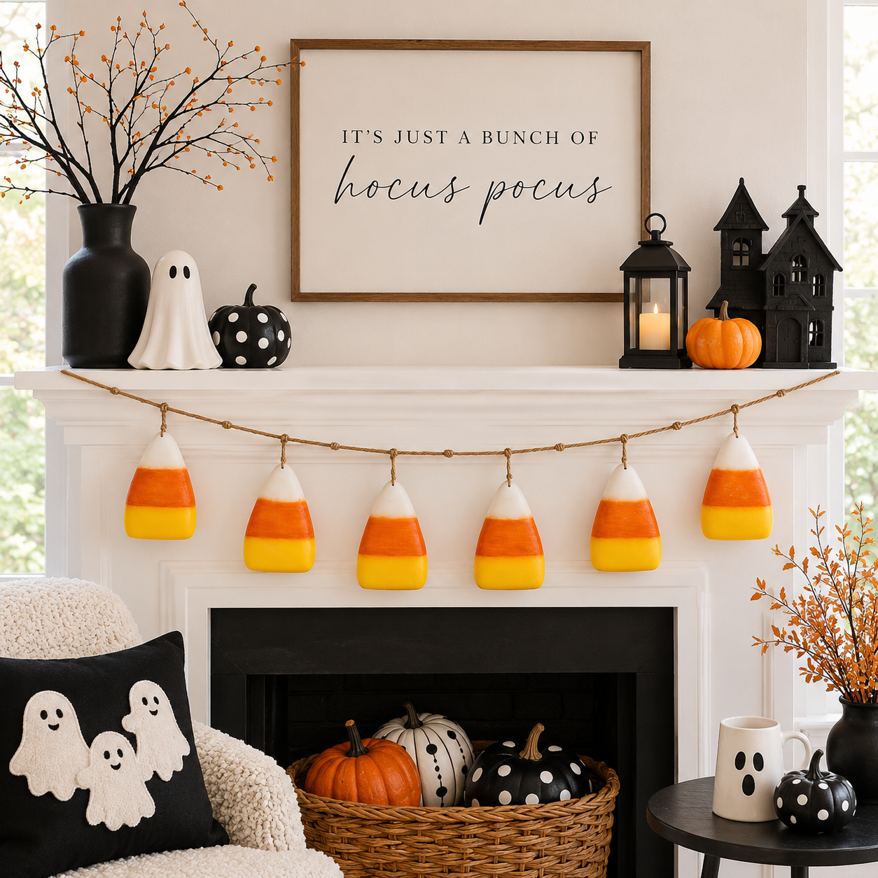 46" Paper Mache Swag - Candy Corn | Yellow, Orange and White