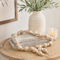 32" Wood Bead Garland - Natural