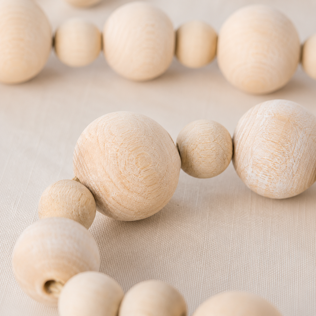 32" Wood Bead Garland - Natural
