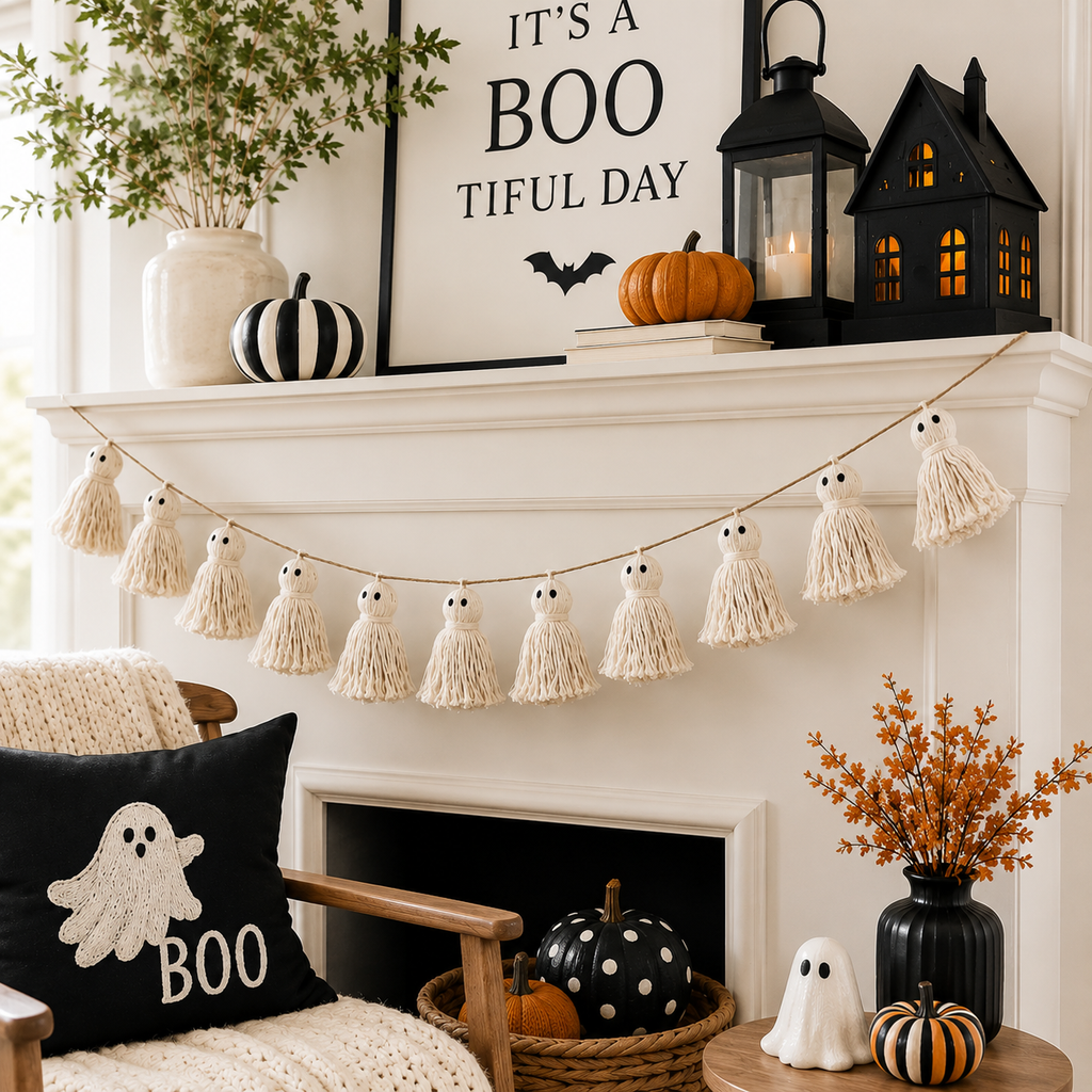 60" Ghost Garland - White and Black