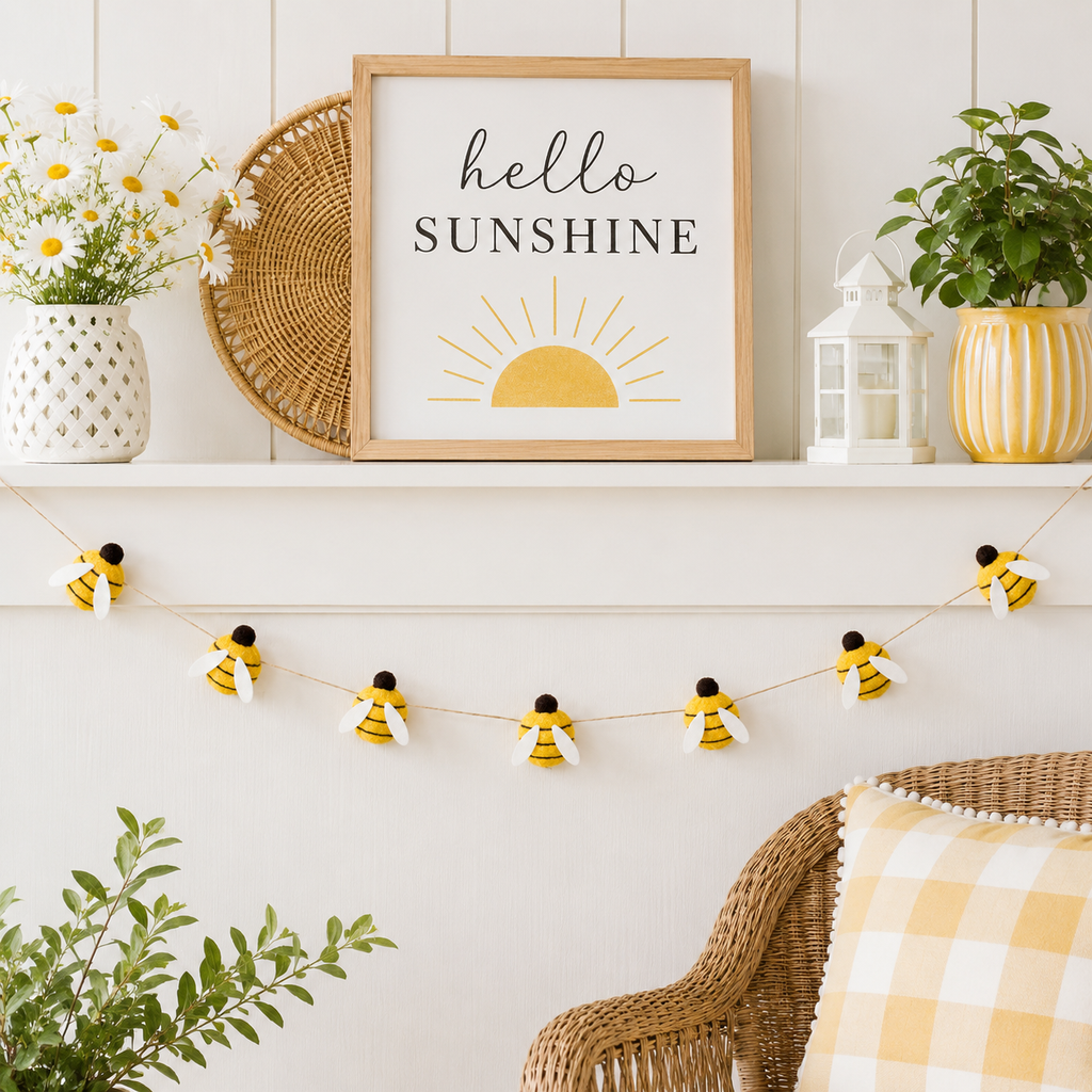 5 ft Felt Garland - Bees
