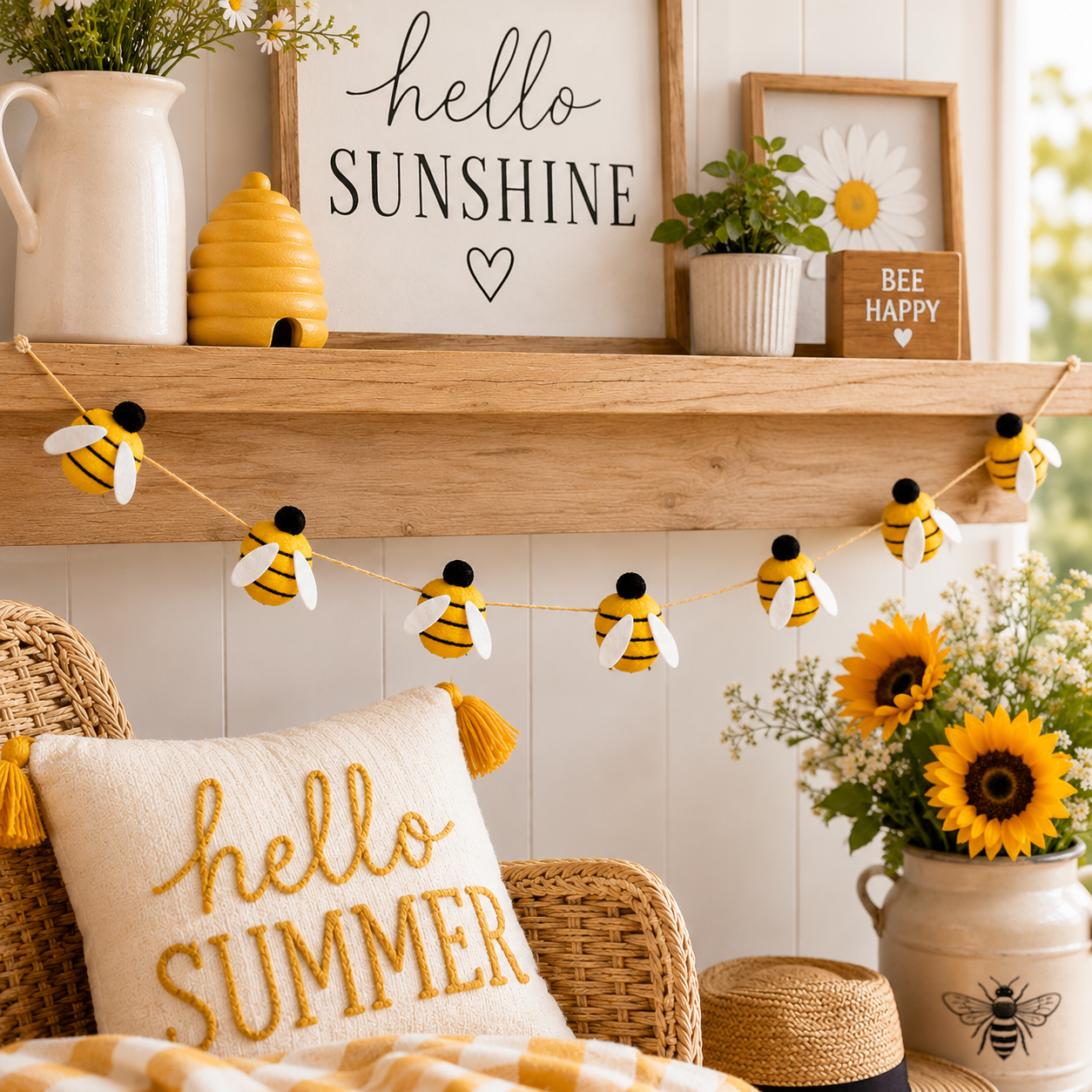 5 ft Felt Garland - Bees