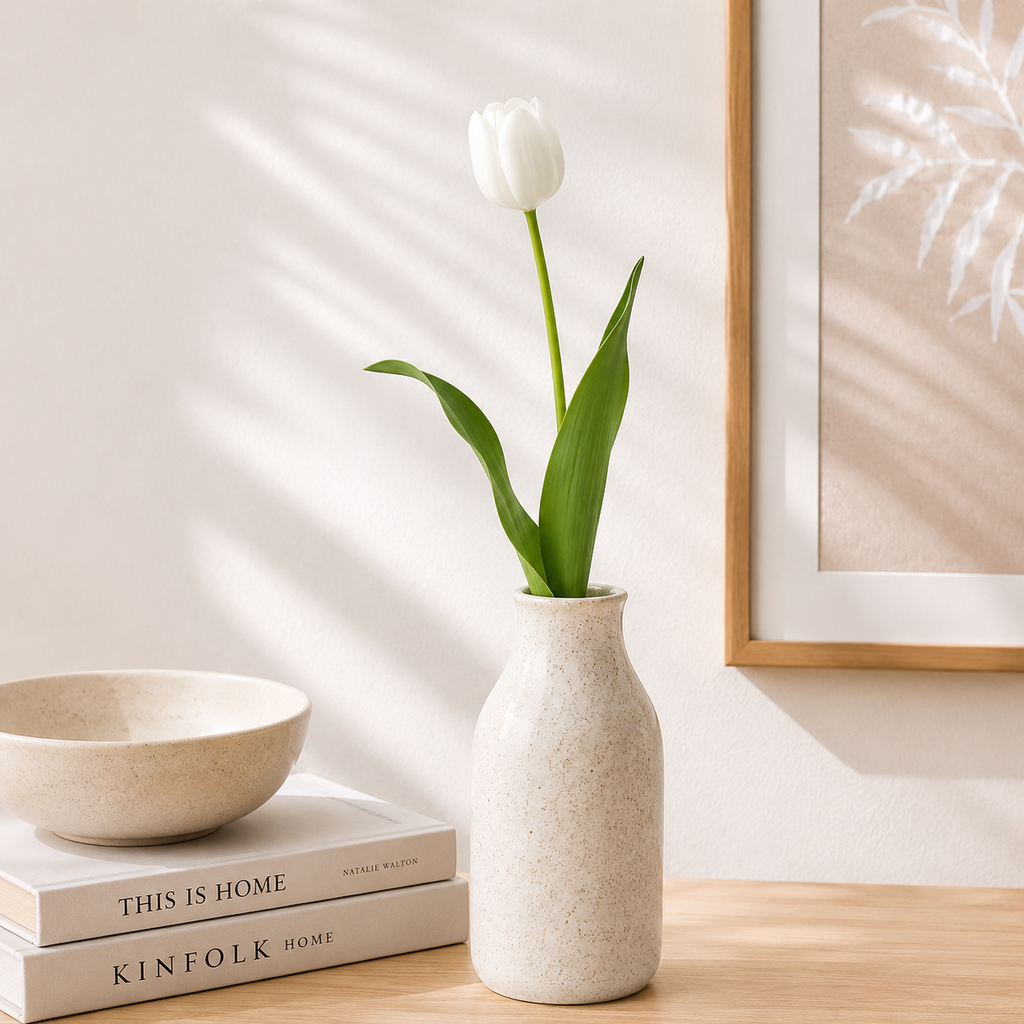 26" Faux Single Stem Tulip - White